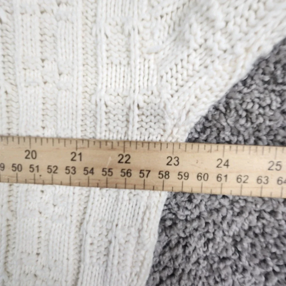 Vintage Van Heusen Cardigan Mens Medium Sweater Ivory Cable Knit Grandpa Coastal